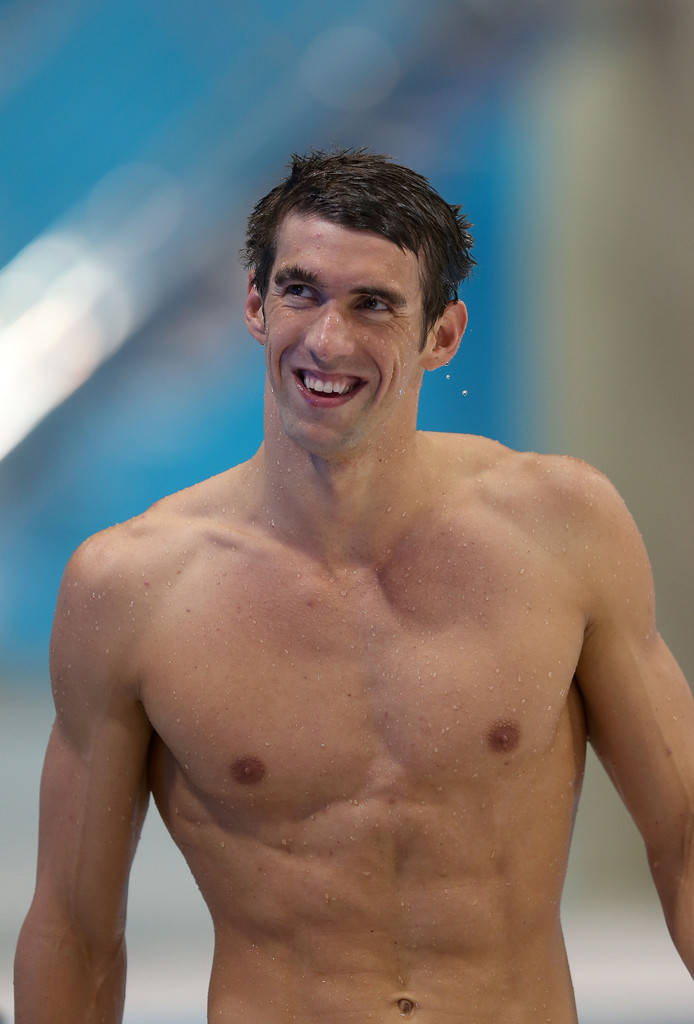 Michael Phelps, smiling male swimmer, wet skin, SD Phone Wallpaper