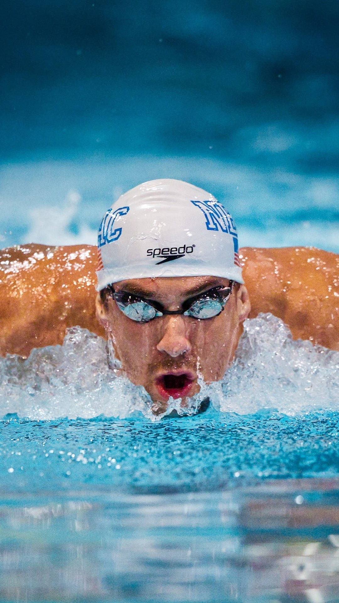 Michael Phelps, white cap, goggles, Full HD Phone Wallpaper
