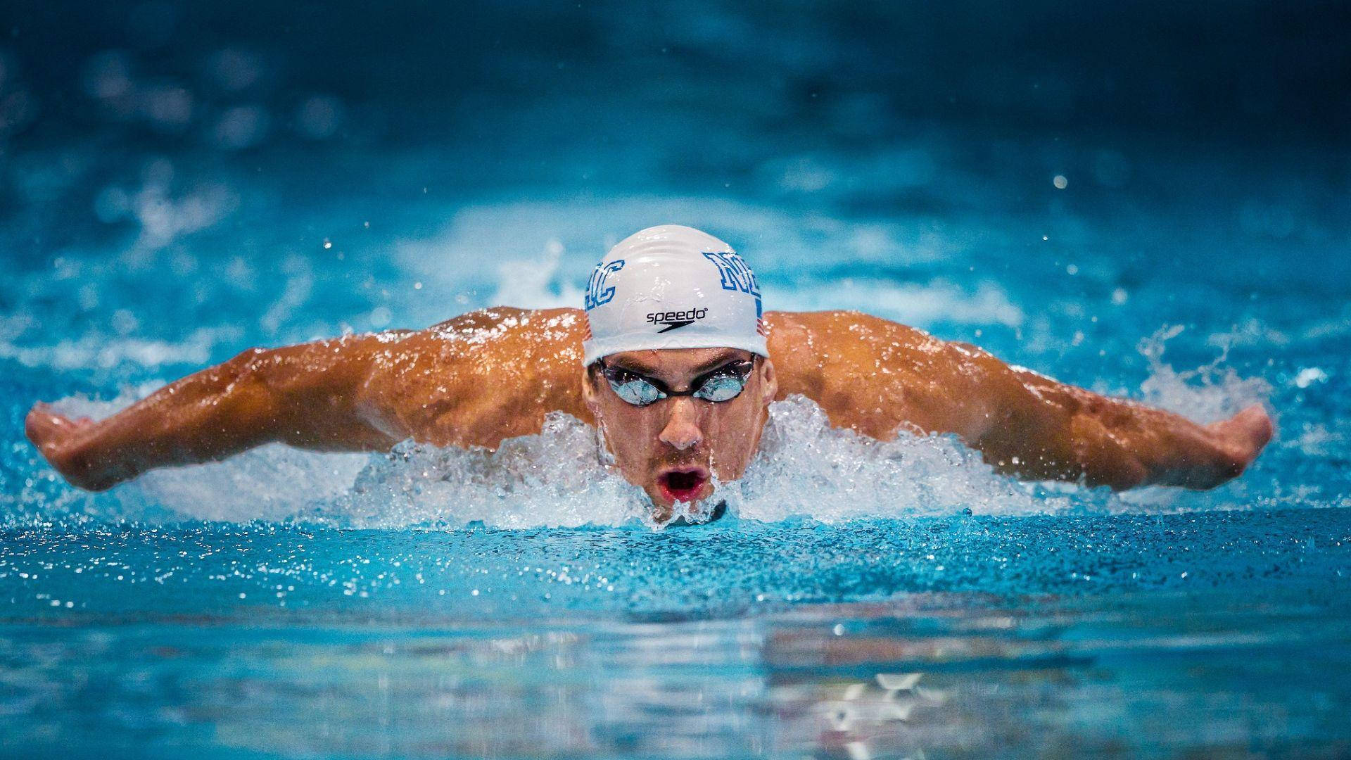 Michael Phelps, blue water, butterfly stroke, Full HD Desktop Wallpaper