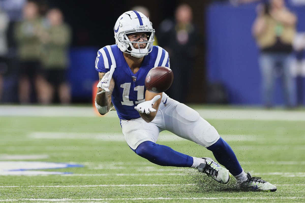 Michael Pittman Jr, blue and white uniform, green field, SD Desktop Wallpaper