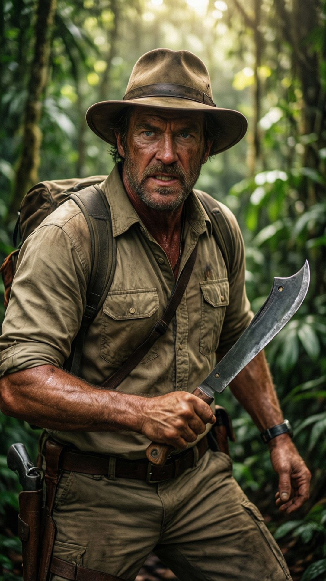 Michael Rounds, jungle, machete, Full HD Phone Wallpaper