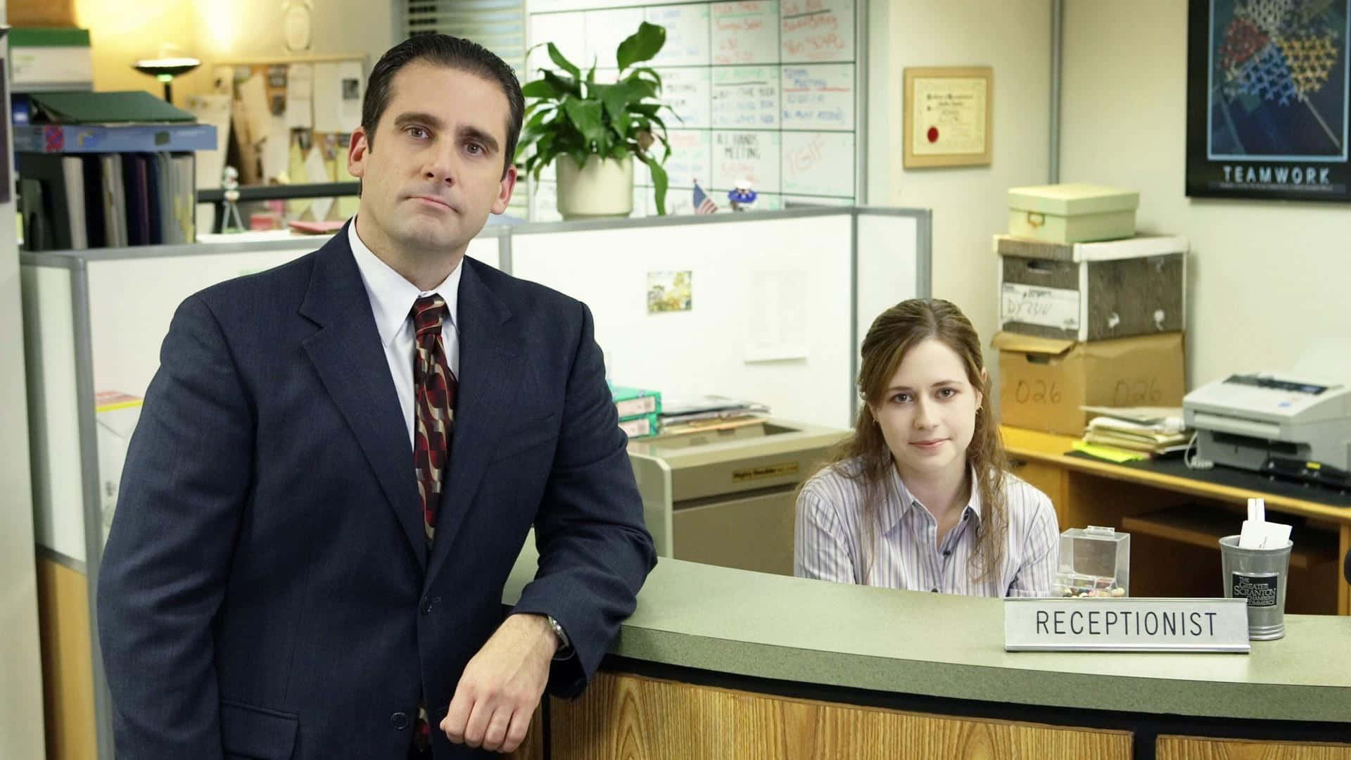 Michael Scott, The Office, reception desk, Full HD Desktop Wallpaper