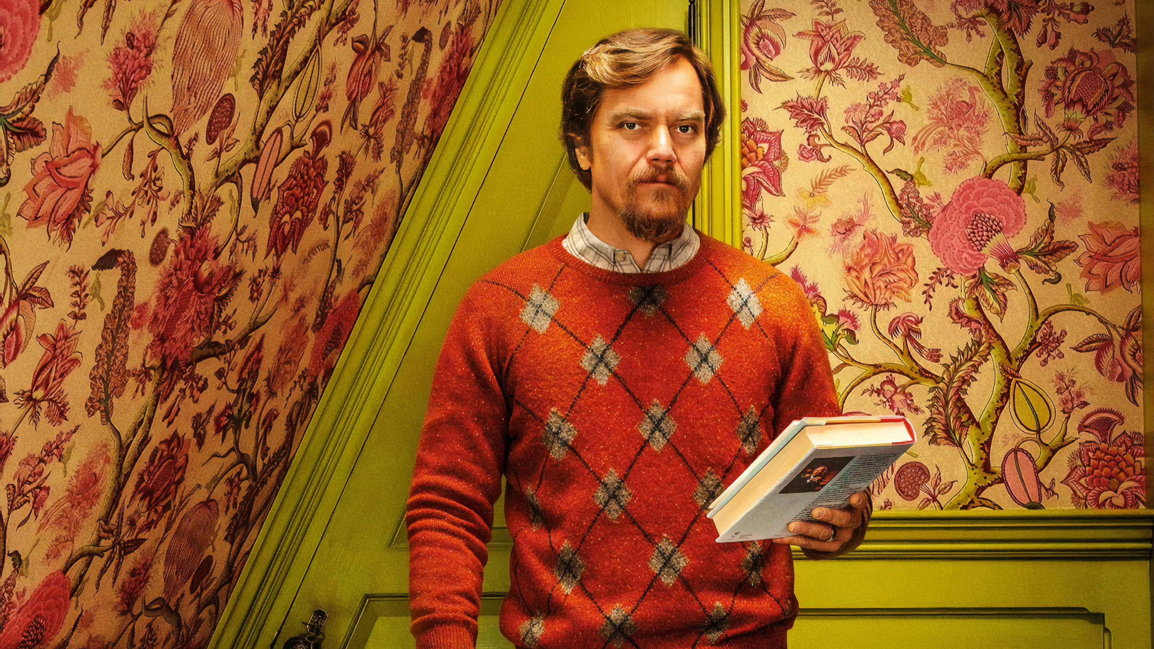 Michael Shannon, floral painted room, red argyle sweater, 4K Desktop Wallpaper