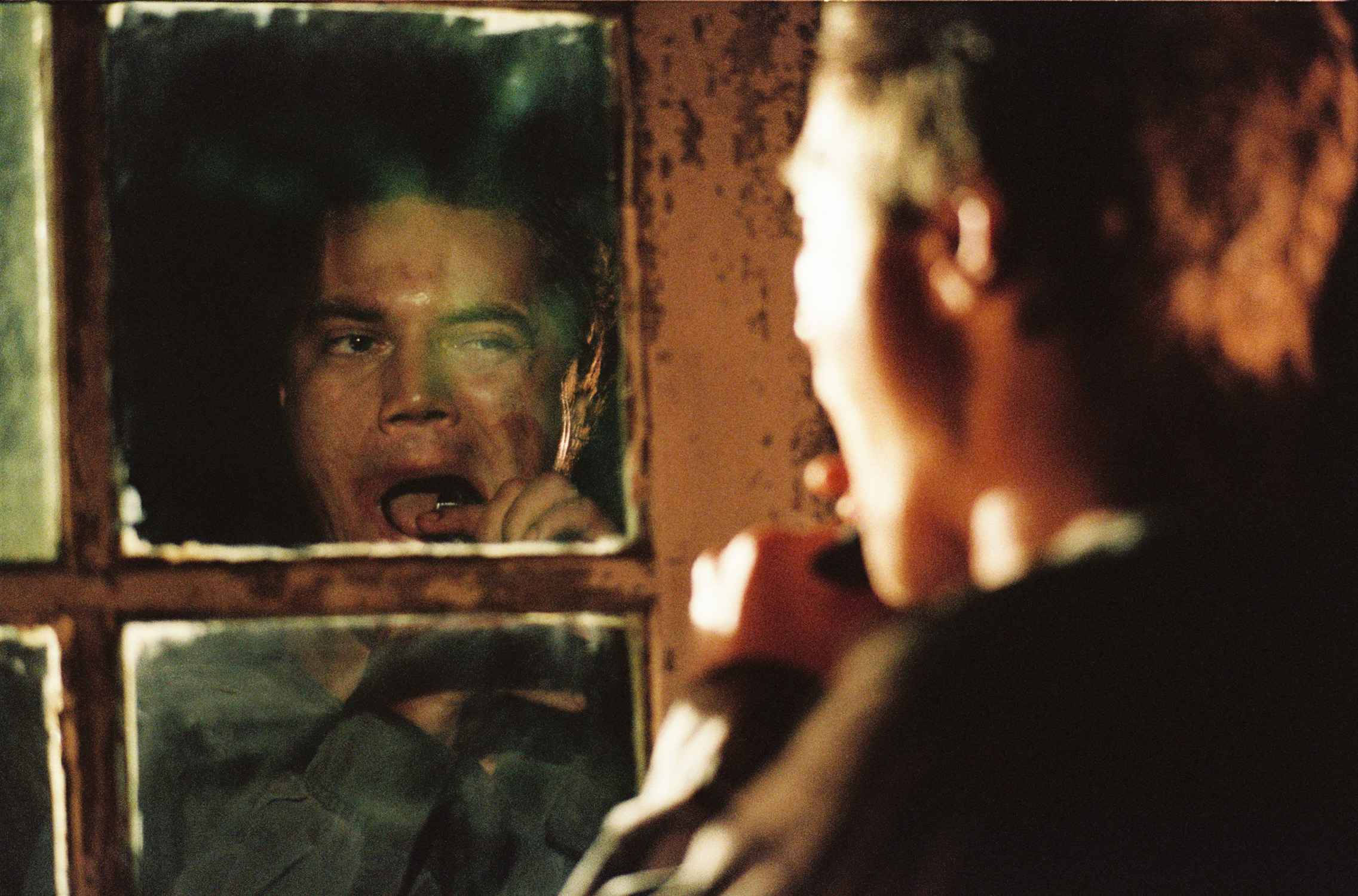 Michael Shannon, bloody face, grimy window pane, Full HD Desktop Wallpaper