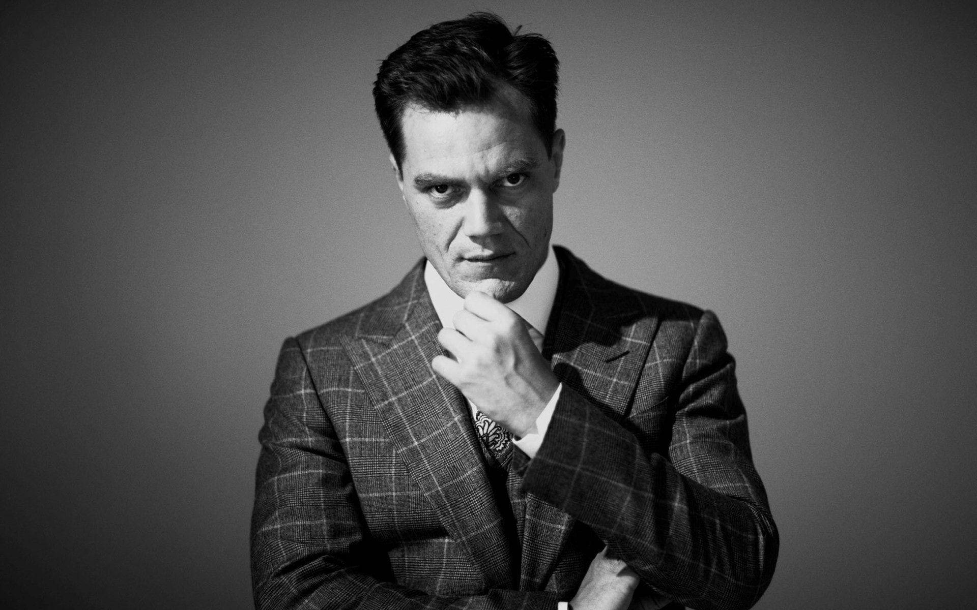 Michael Shannon, checkered suit, gray backdrop, Full HD Desktop Wallpaper