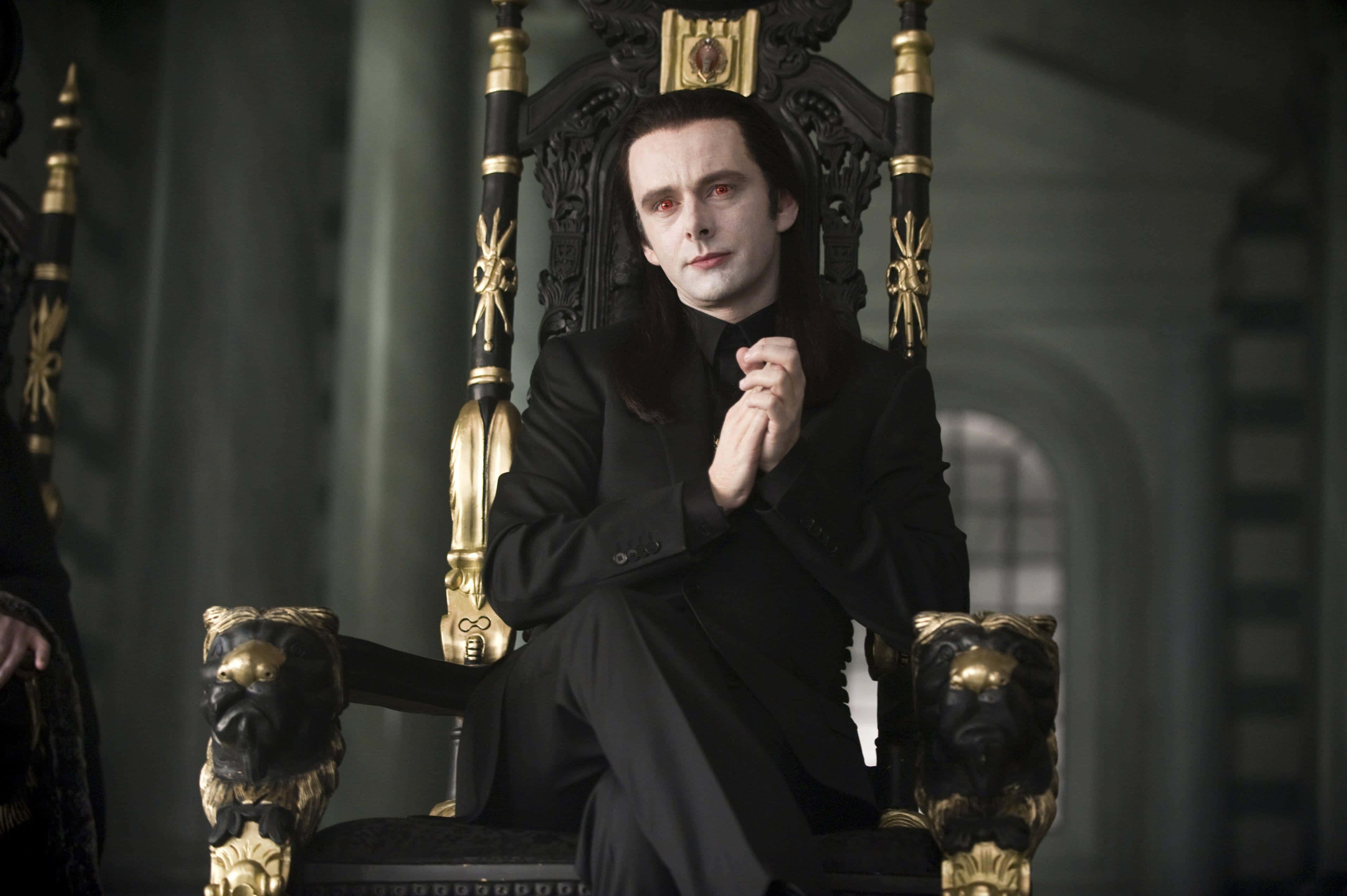 Michael Sheen, red carpet, ornate black and gold throne, 4K Desktop Wallpaper