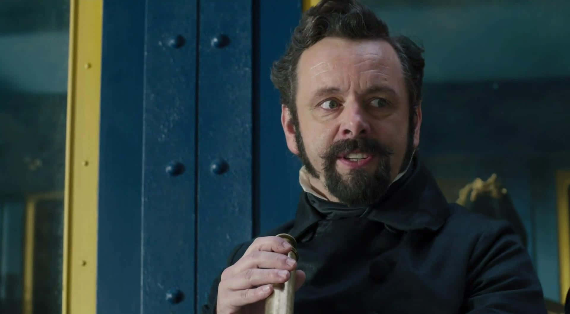 Michael Sheen, beard, dark coat, Full HD Desktop Wallpaper