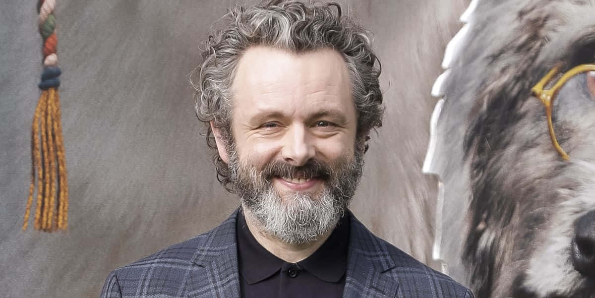 Michael Sheen, gray curly hair, beard, SD Desktop Wallpaper