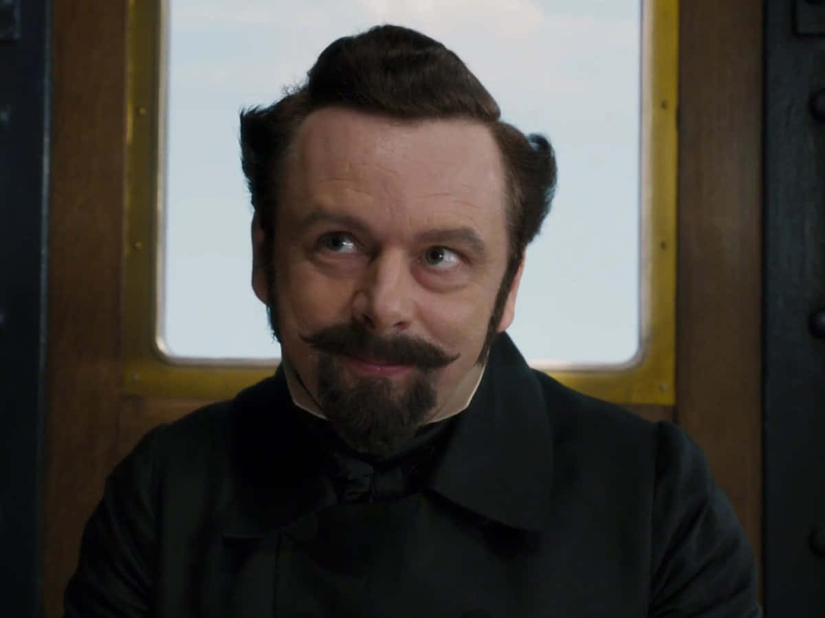 Michael Sheen, vintage train car, thick mustache, SD Desktop Wallpaper