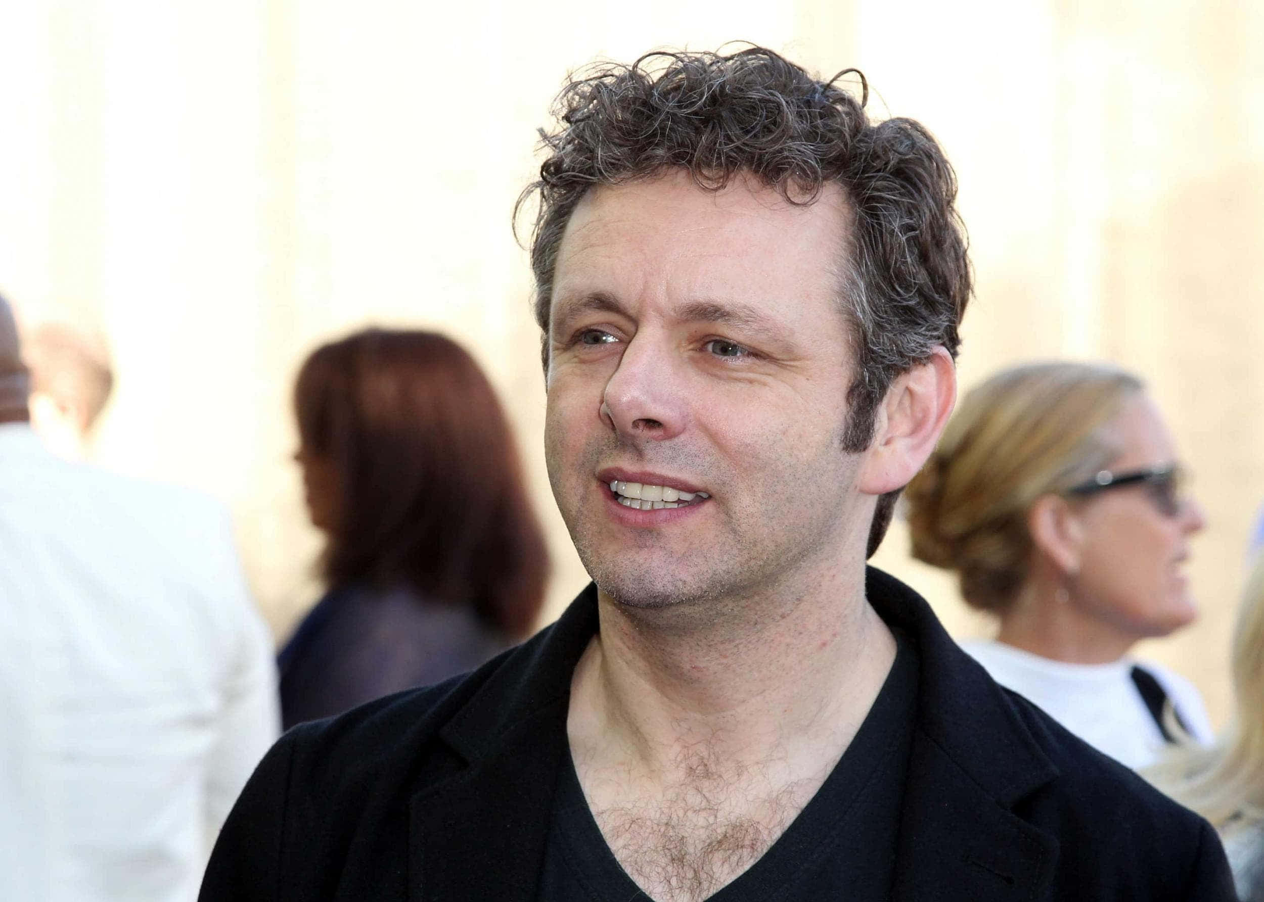 Michael Sheen, curly dark hair, black jacket, Full HD Desktop Wallpaper