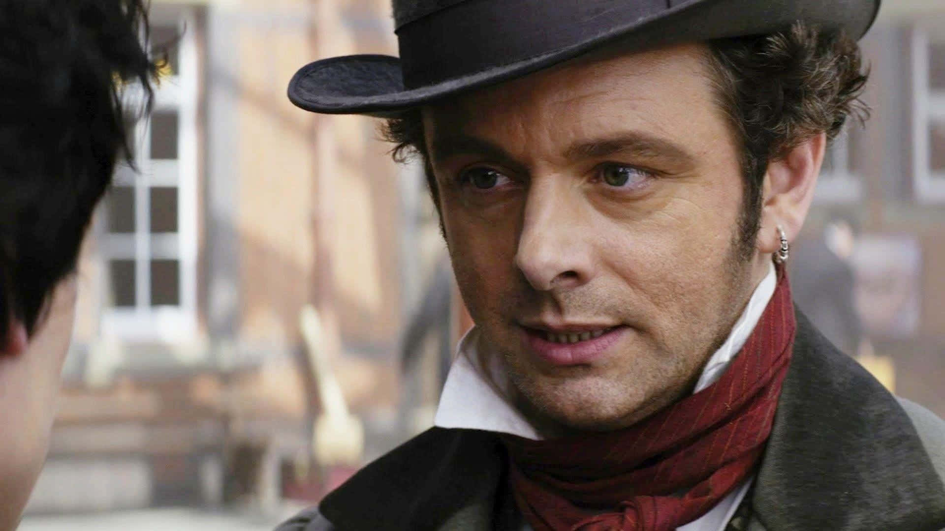 Michael Sheen, top hat, red scarf, Full HD Desktop Wallpaper