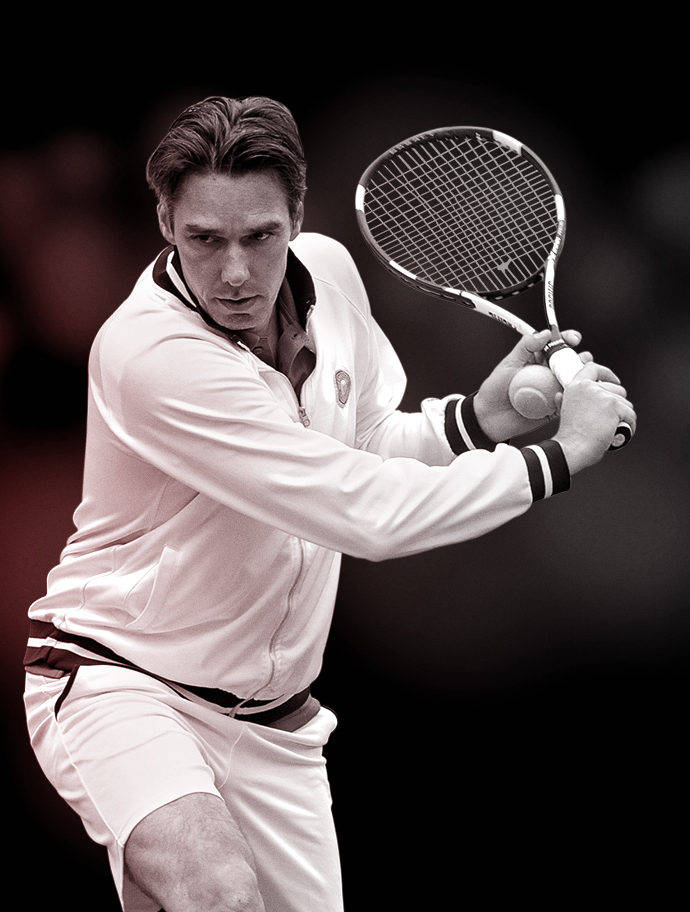 Michael Stich, black and white, tennis player, SD Phone Wallpaper