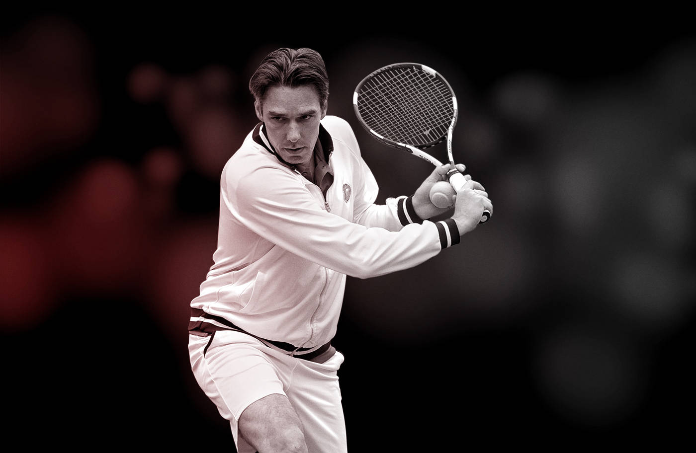 Michael Stich, white gear, dark blurred background, HD Desktop Wallpaper
