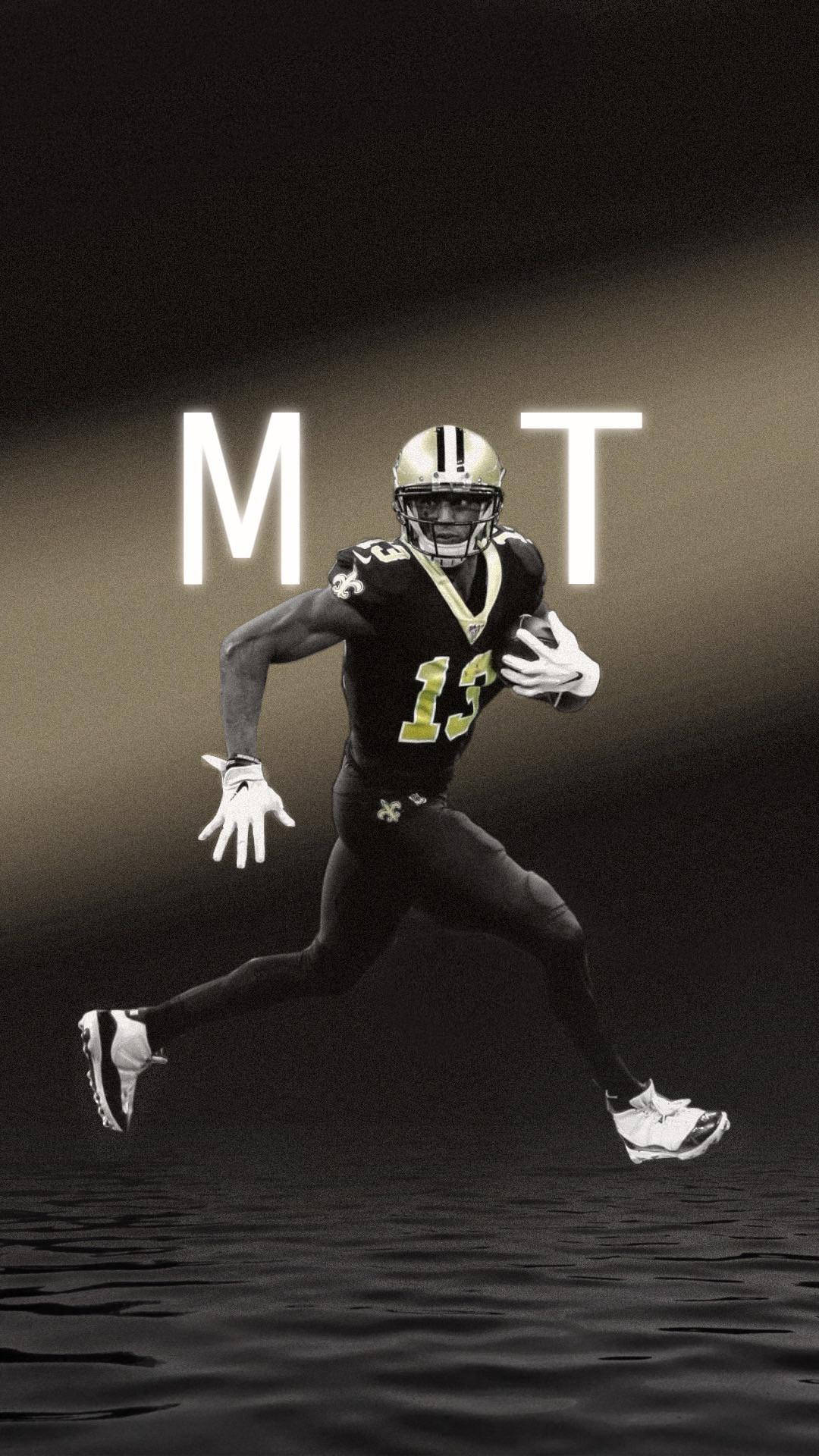 Michael Thomas, black and gold uniform, glowing letters MT, Full HD Phone Wallpaper