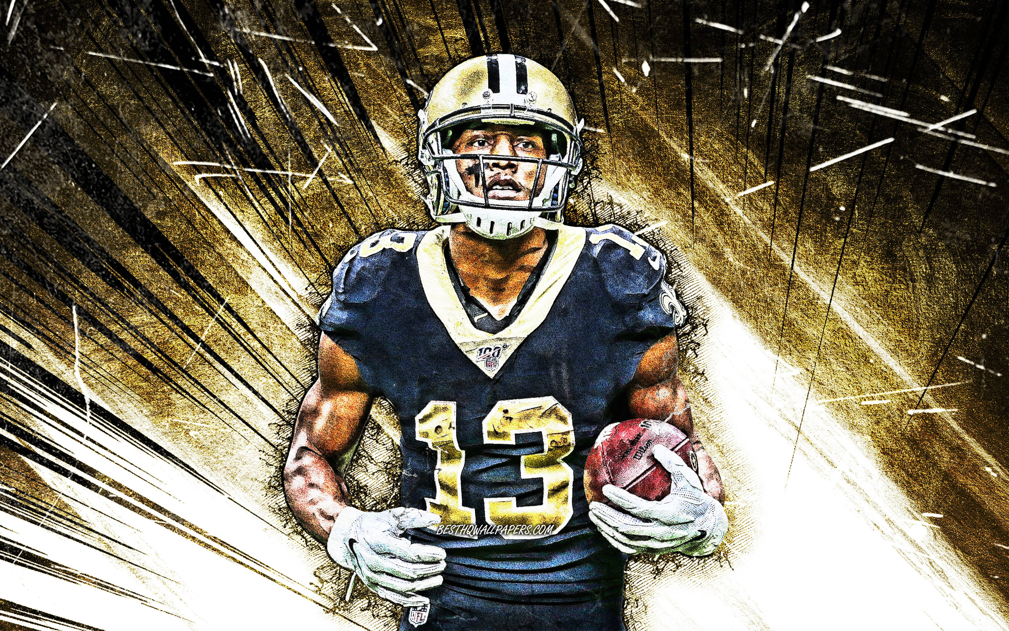 Michael Thomas, navy and gold uniform, number 13, 4K Desktop Wallpaper