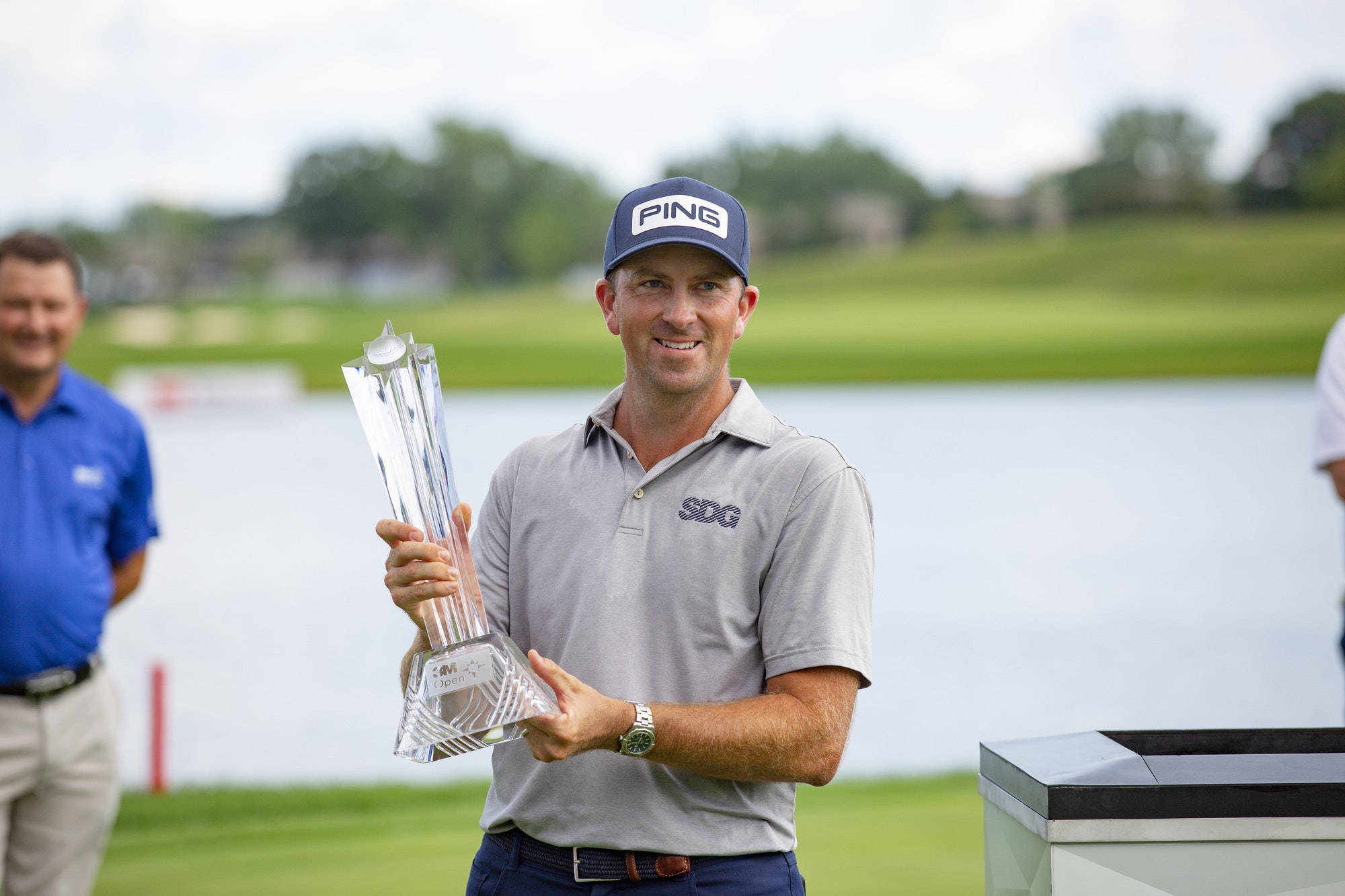 Michael Thompson, crystal trophy, lush green course, Full HD Desktop Wallpaper