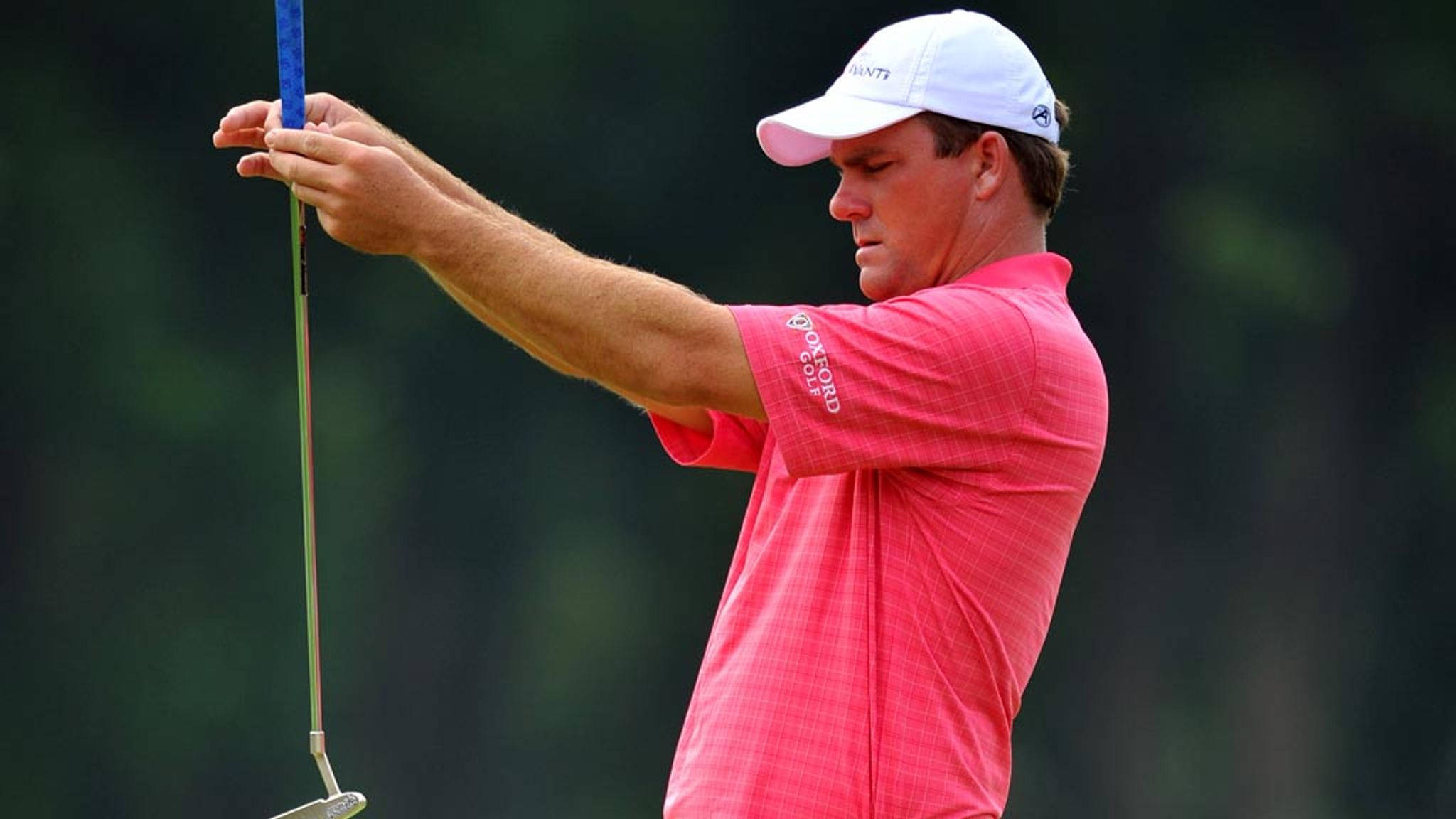 Michael Thompson, pink shirt, putt, Full HD Desktop Wallpaper