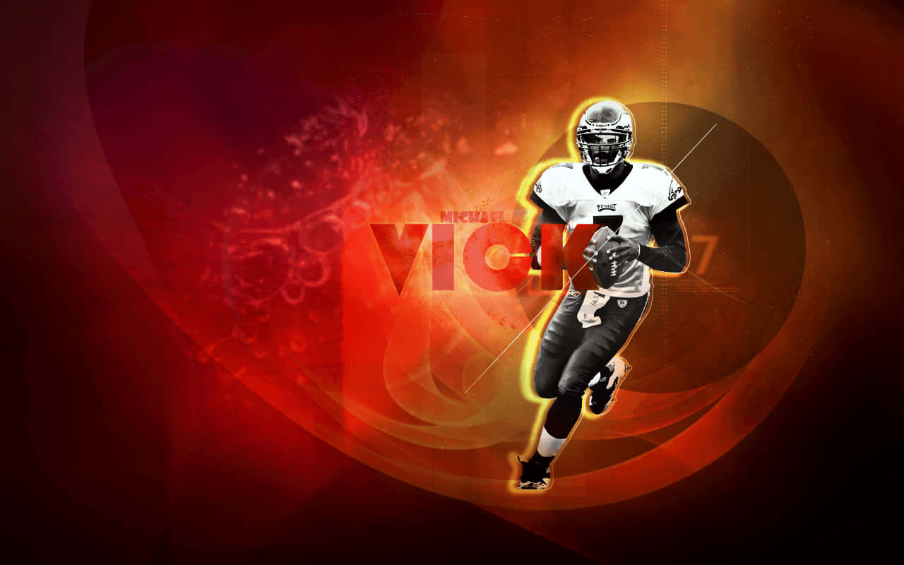 Michael Vick, white uniform, fiery red and orange abstract background, HD Desktop Wallpaper