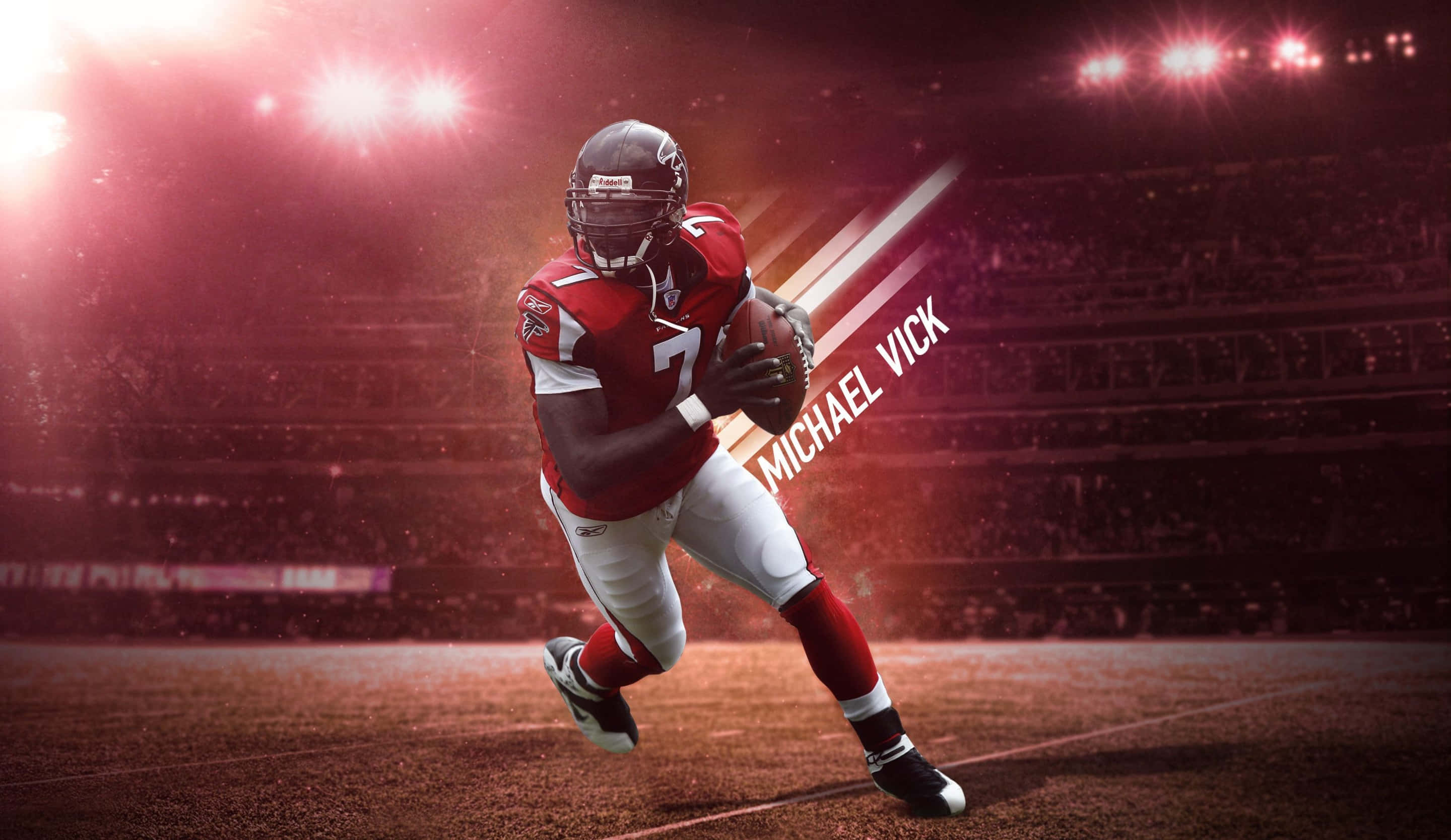 Michael Vick, red jersey, stadium lights, 2K Desktop Wallpaper