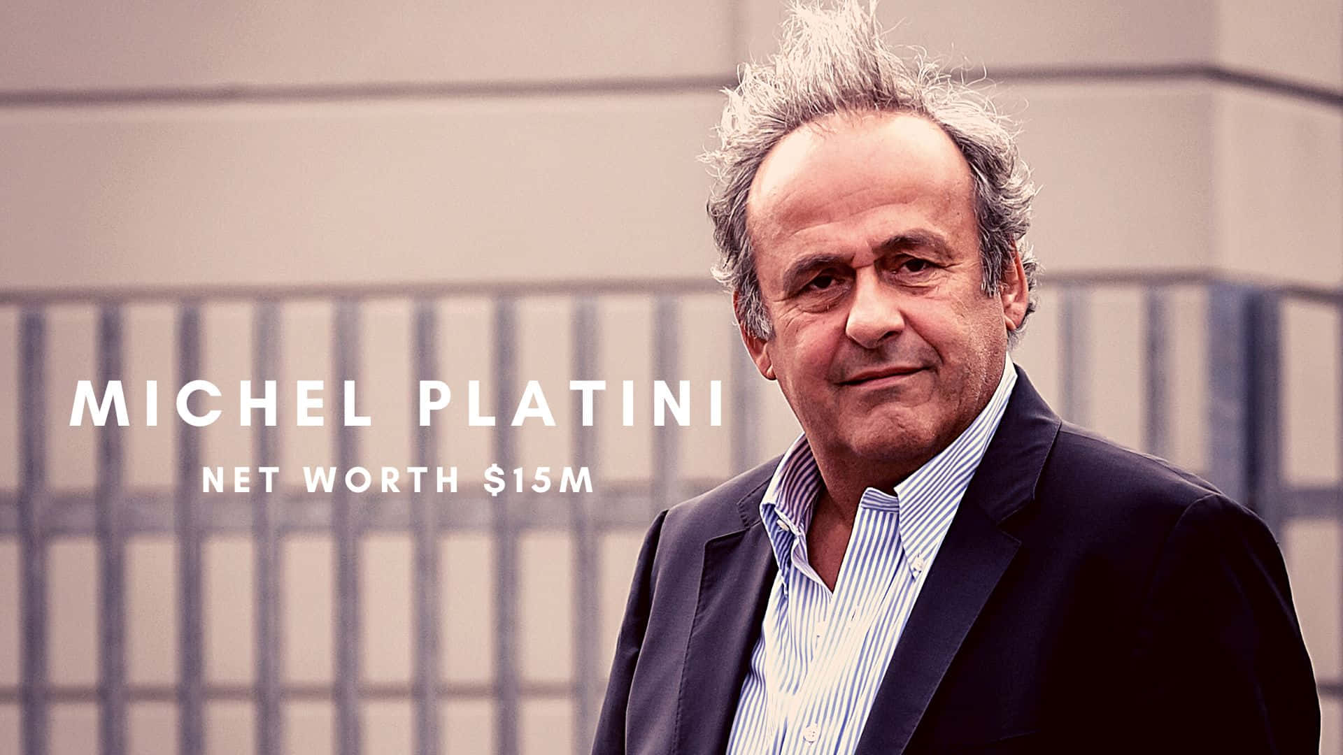 Michel Platini, dark suit, blurred urban background, Full HD Desktop Wallpaper