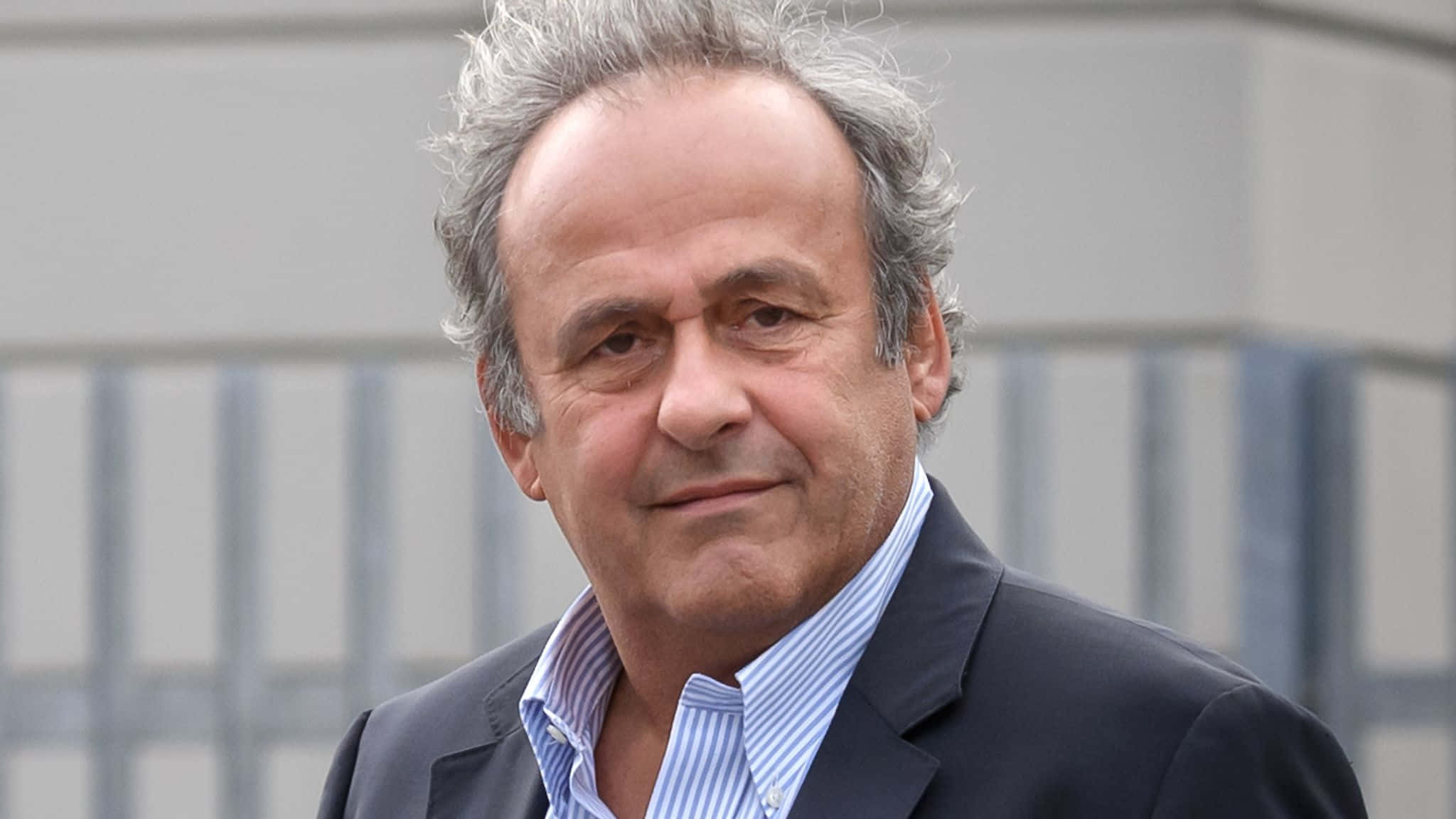 Michel Platini, dark suit, striped shirt, Full HD Desktop Wallpaper