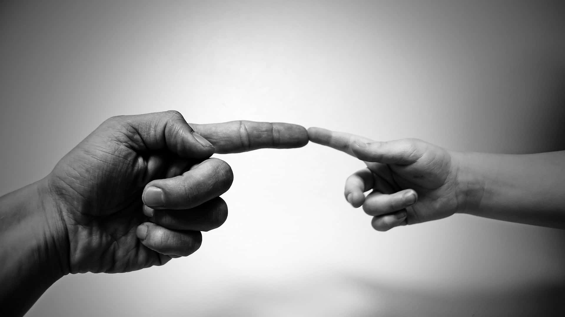 Michelangelo, hands, gradient gray background, Full HD Desktop Wallpaper