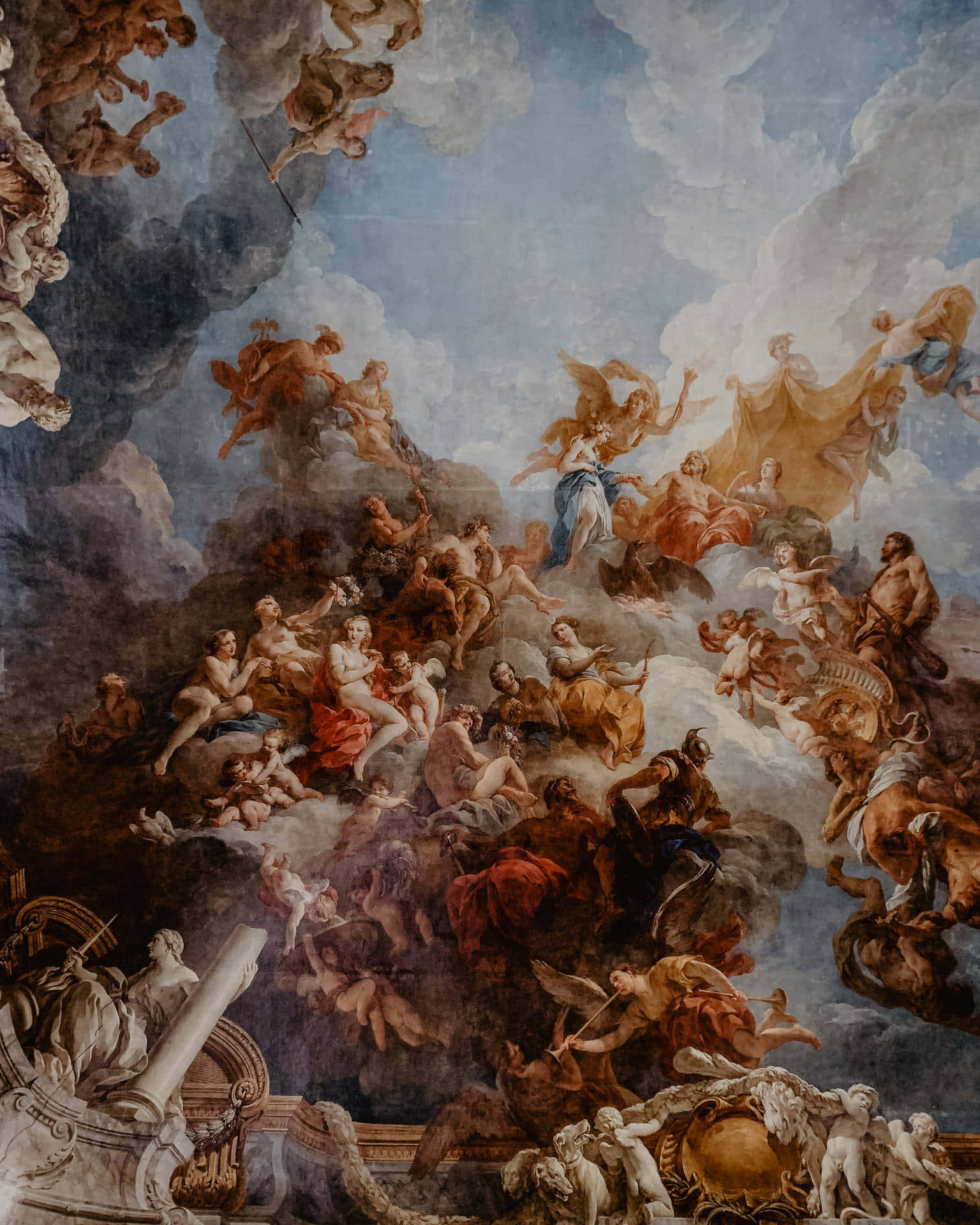 Michelangelo, baroque ceiling fresco, gods, Full HD Phone Wallpaper