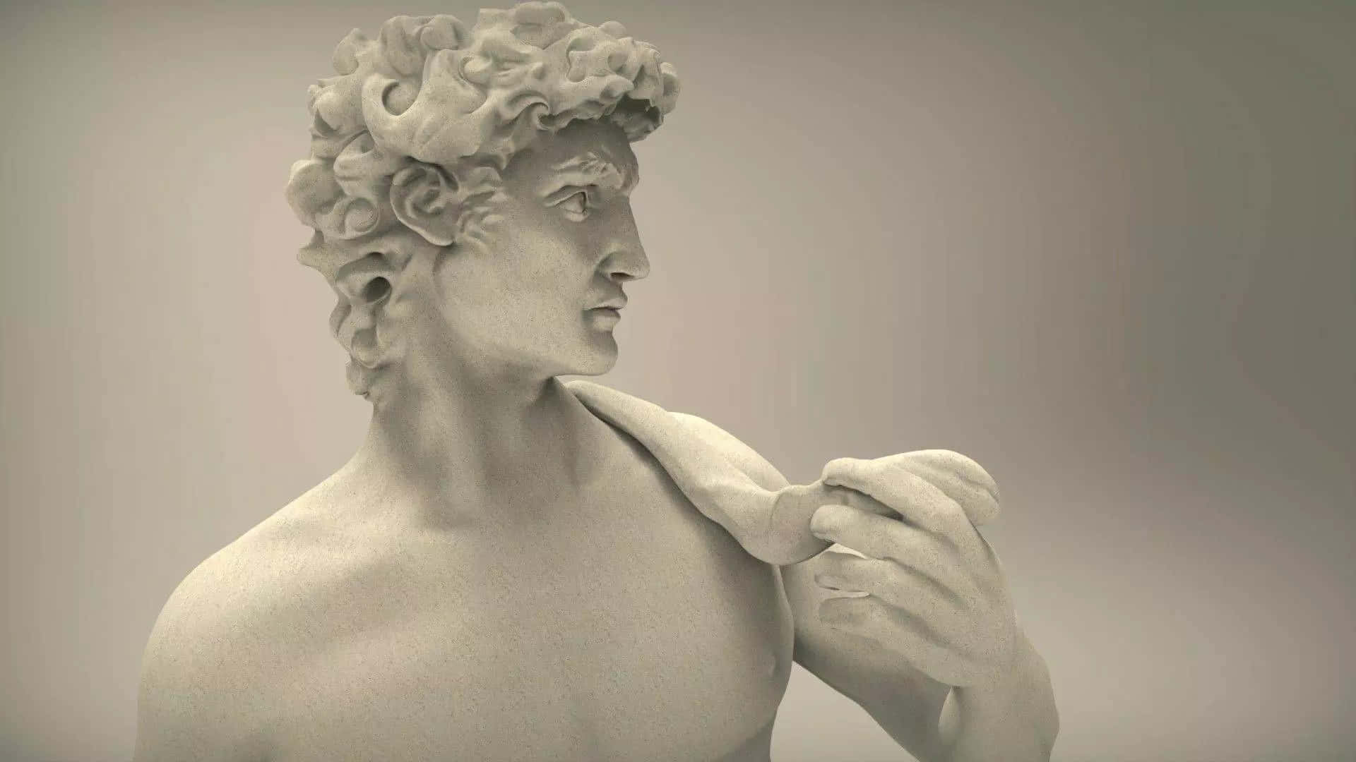 Michelangelo, marble bust, classical male figure, Full HD Desktop Wallpaper