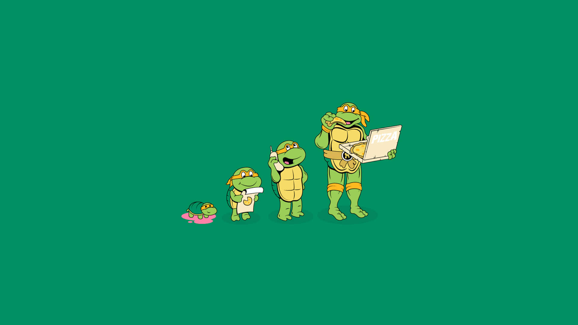 Michelangelo, cartoon turtles, hatchling, Full HD Desktop Wallpaper