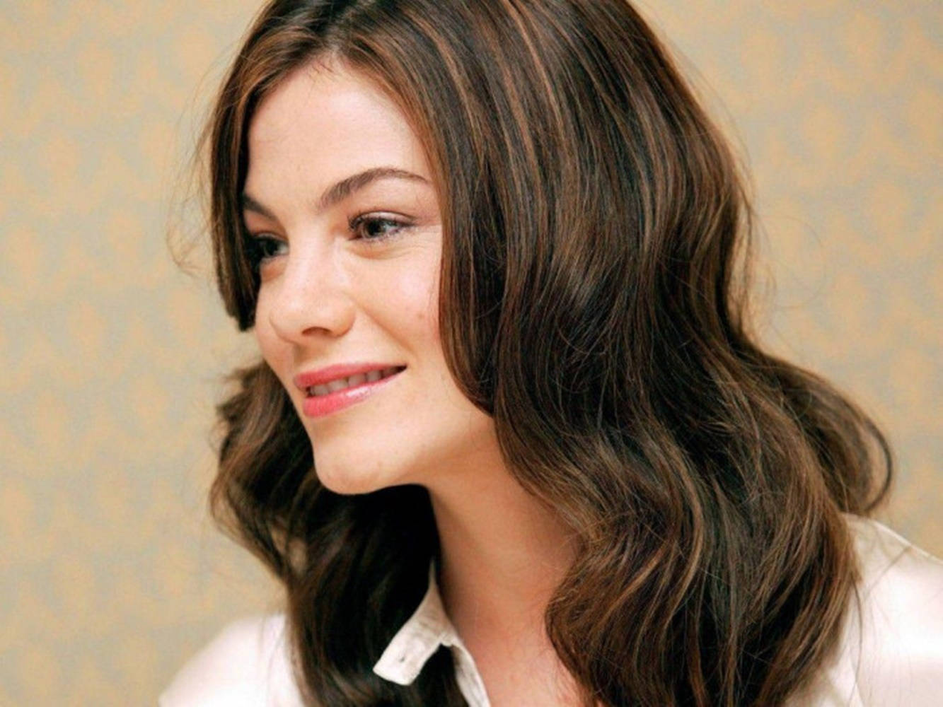 Michelle Monaghan, wavy brown hair, soft smile, HD Desktop Wallpaper