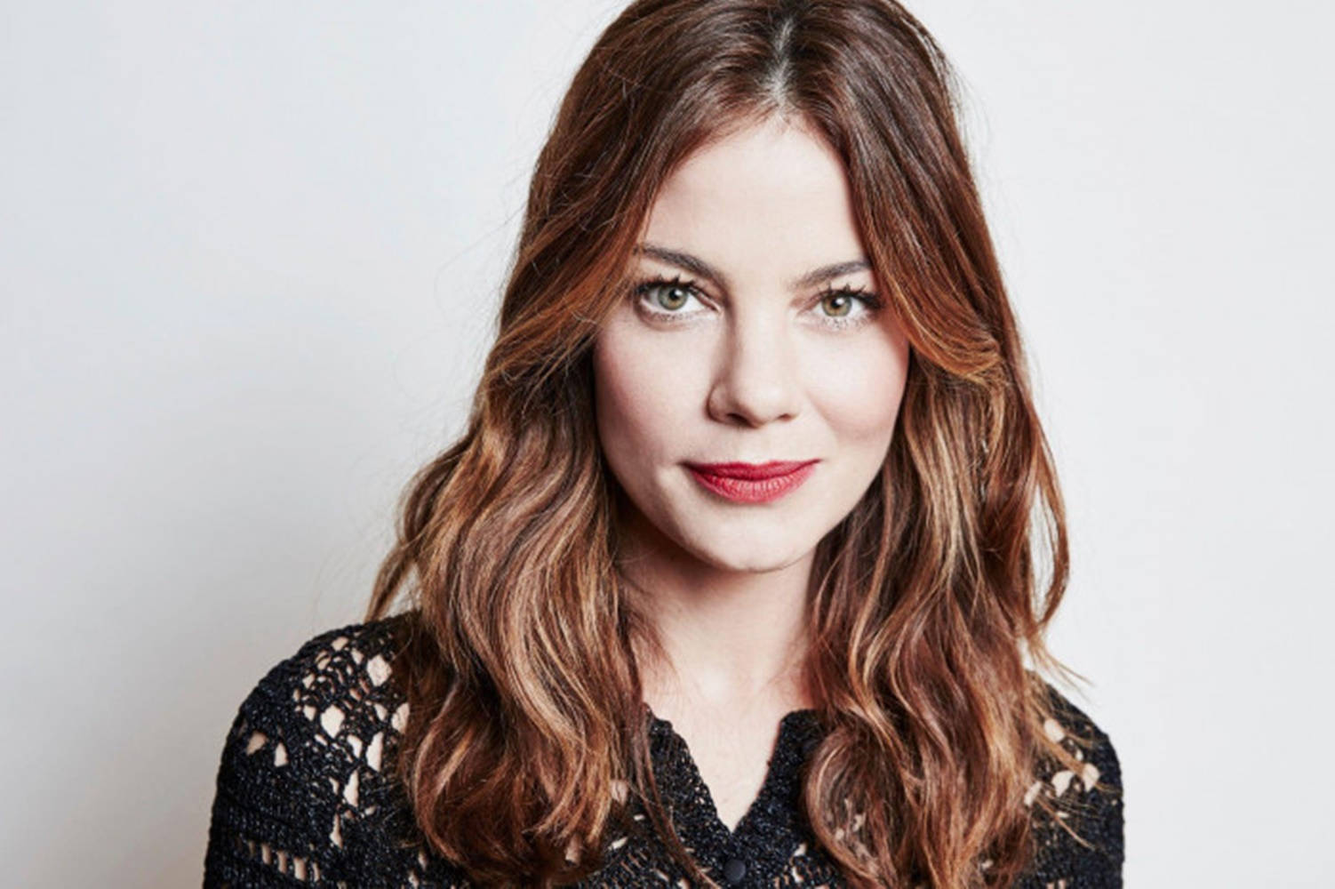 Michelle Monaghan, wavy brown hair, red lipstick, HD Desktop Wallpaper