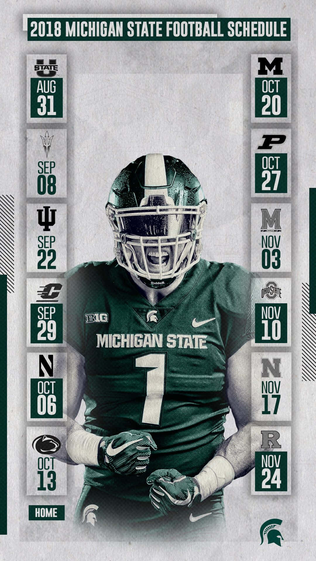 Michigan State Spartans, green jersey, number one, Full HD Phone Wallpaper