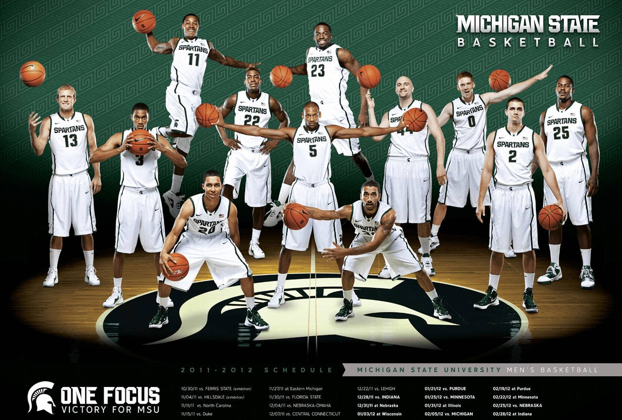 Michigan State University, basketball team, white uniforms, HD Desktop Wallpaper