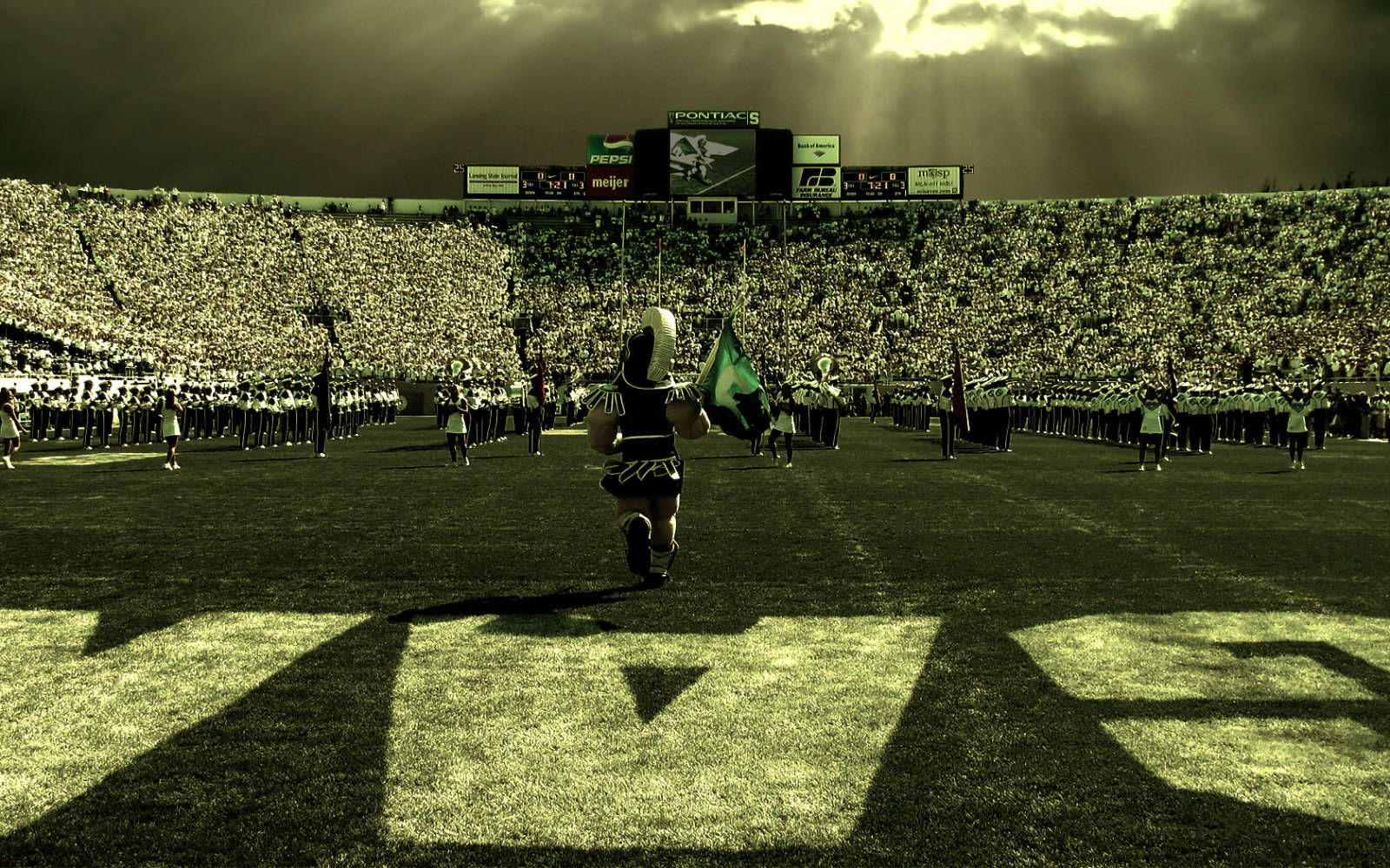 Michigan State University, marching band, stadium, HD Desktop Wallpaper
