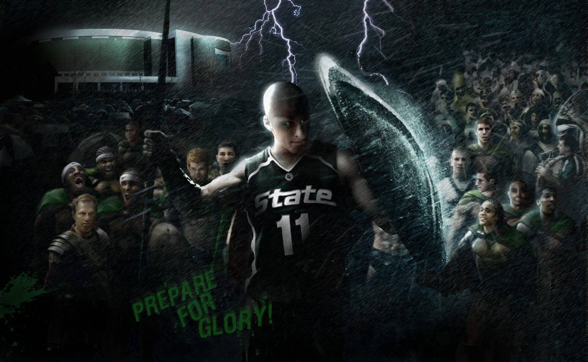 Michigan State University, green jersey, basketball player, Full HD Desktop Wallpaper
