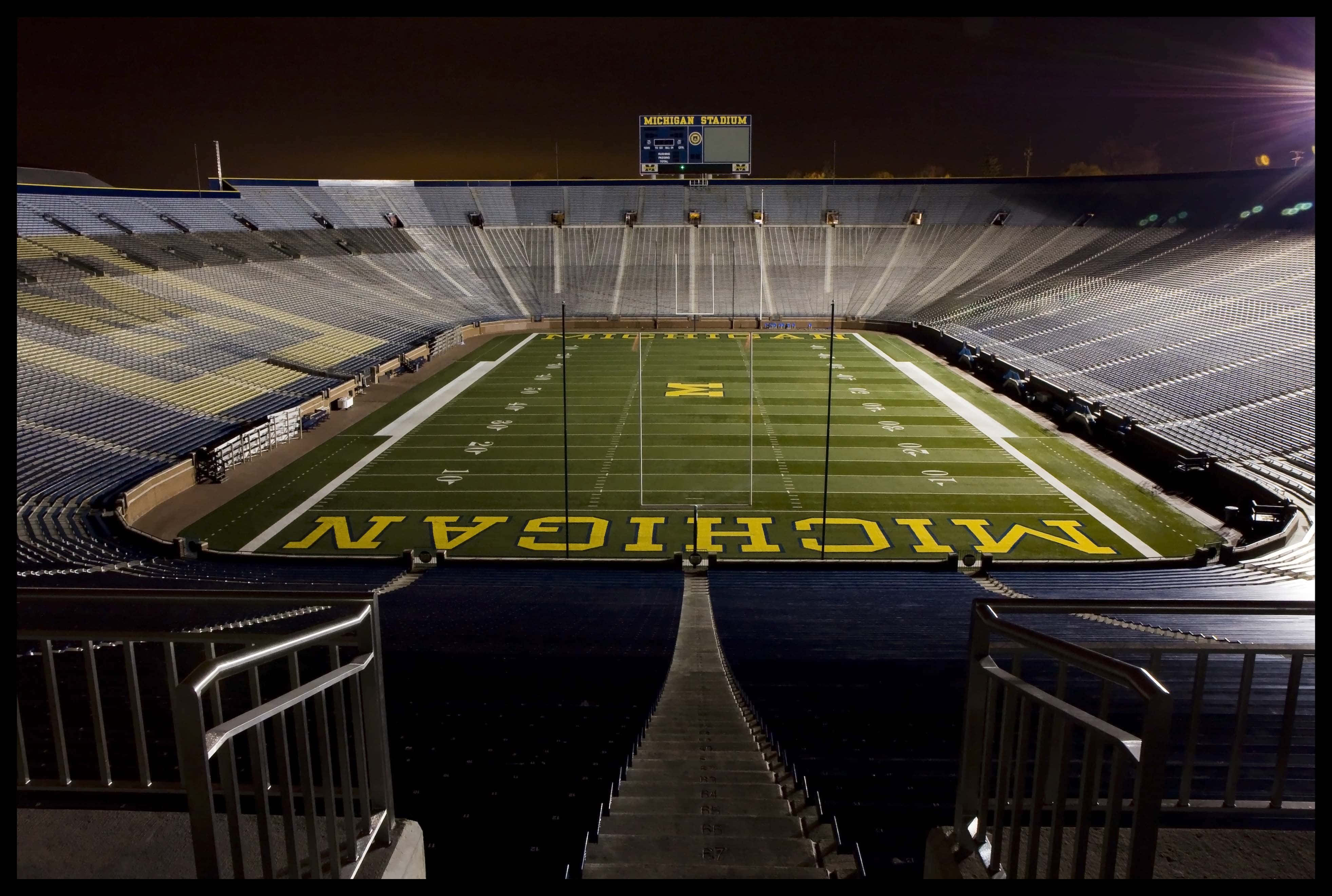 Michigan Stadium, Michigan Wolverines, nighttime, 4K Desktop Wallpaper