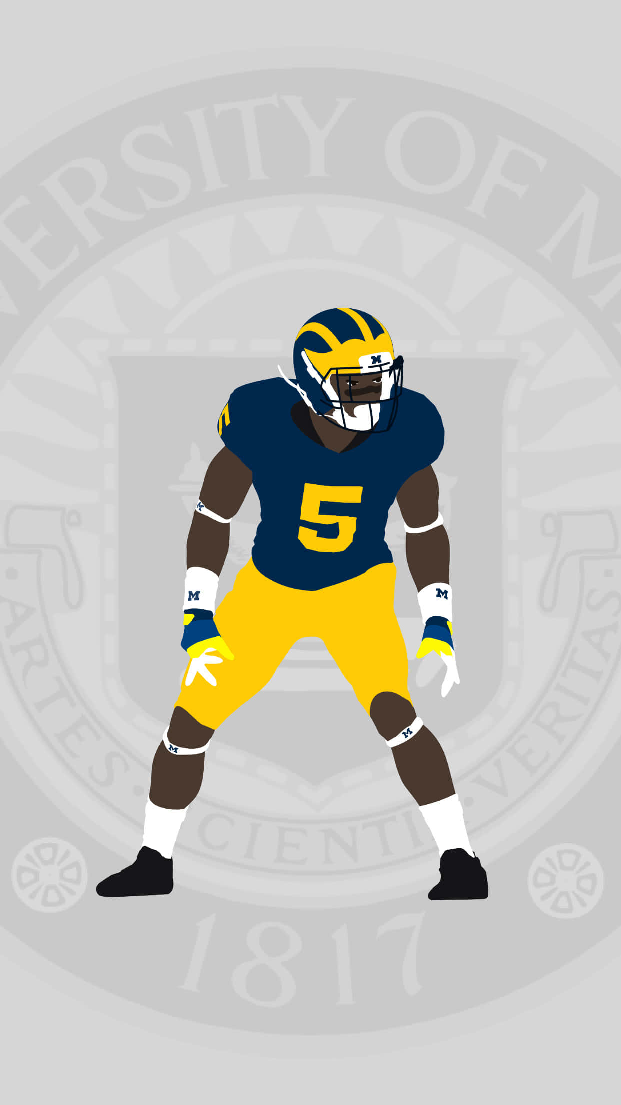 Michigan Wolverines, blue and yellow uniform, number 5, Full HD Phone Wallpaper