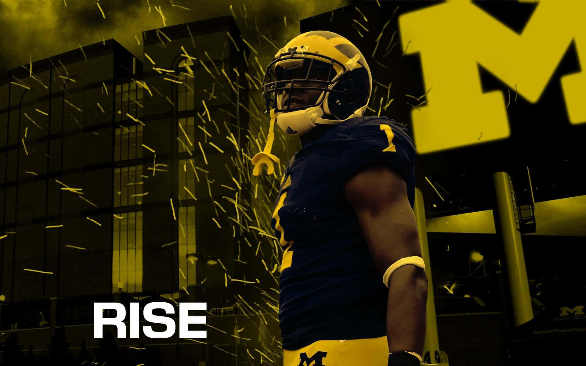 Michigan Wolverines, blue and yellow gear, sparks, Full HD Desktop Wallpaper