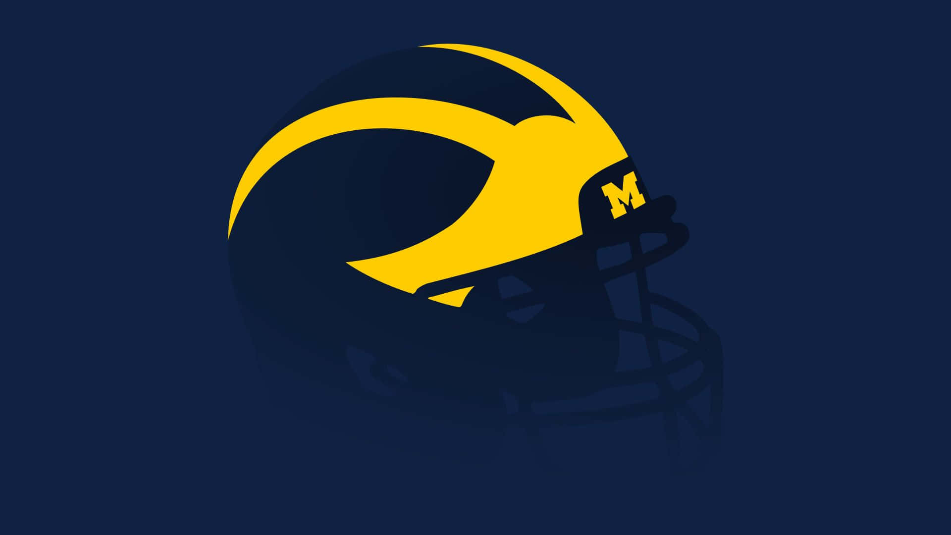 Michigan Wolverines, yellow football helmet, large 'M' logo, Full HD Desktop Wallpaper