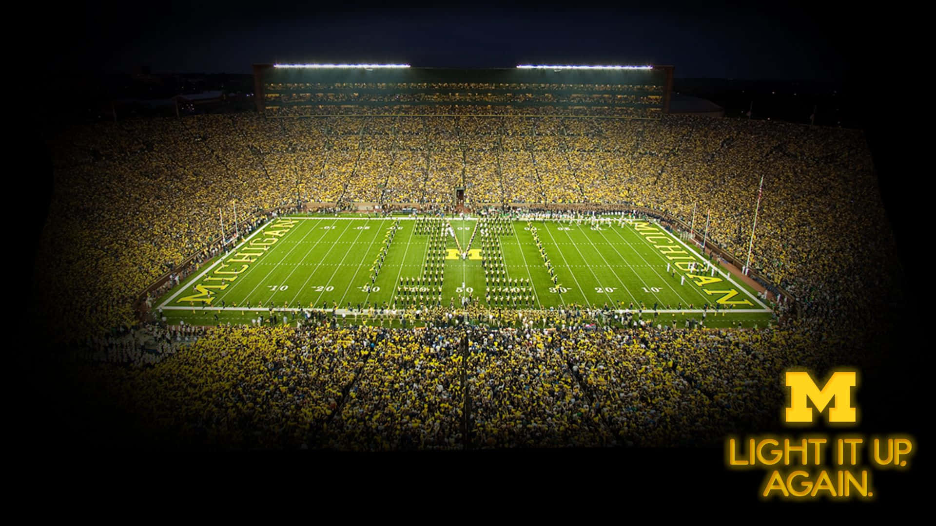 Michigan Wolverines, Michigan Stadium, night, Full HD Desktop Wallpaper