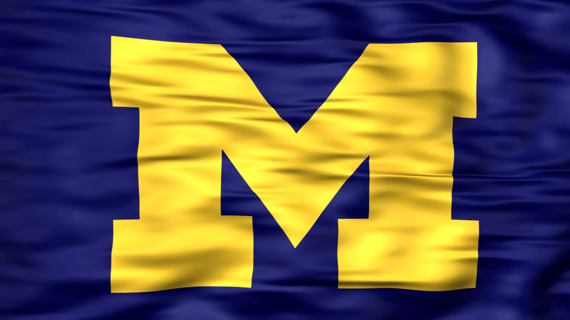 Michigan Wolverines, vibrant blue flag, bold yellow 'M', Full HD Desktop Wallpaper