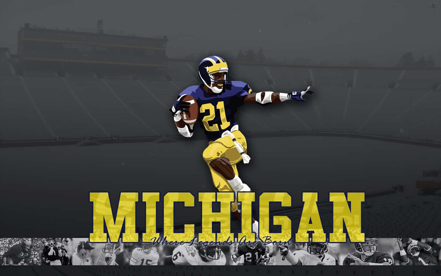 Michigan Wolverines, blue and yellow uniform, football player, HD Desktop Wallpaper