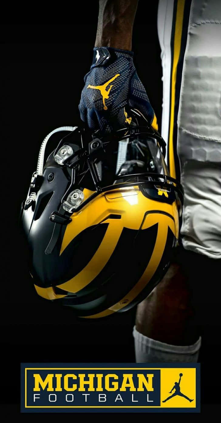 Michigan Wolverines, black and yellow helmet, team logo, HD Phone Wallpaper