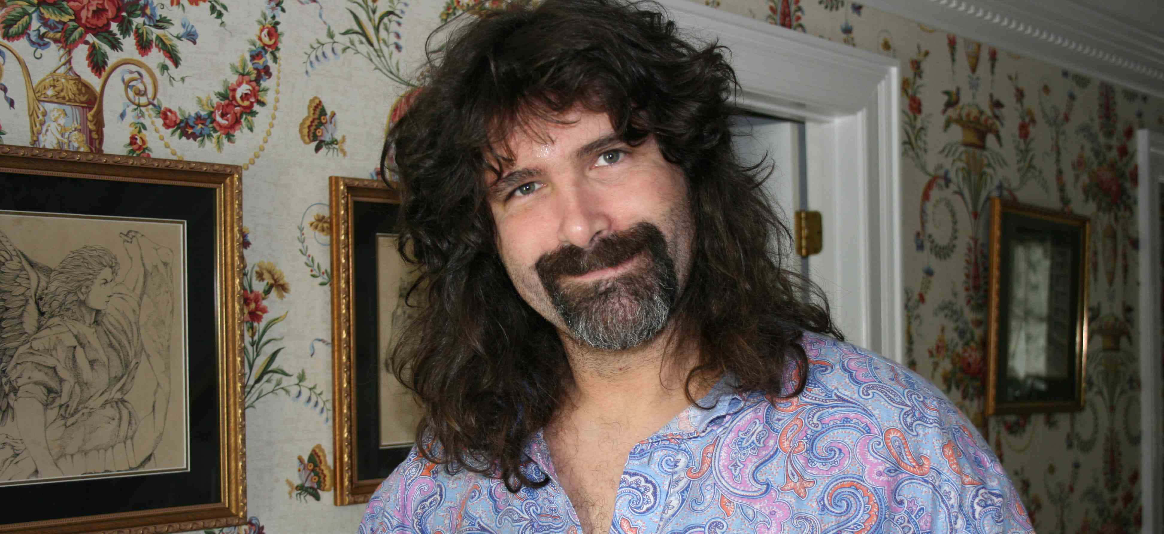 Mick Foley, paisley shirt, ornate floral wallpaper, 4K Desktop Wallpaper