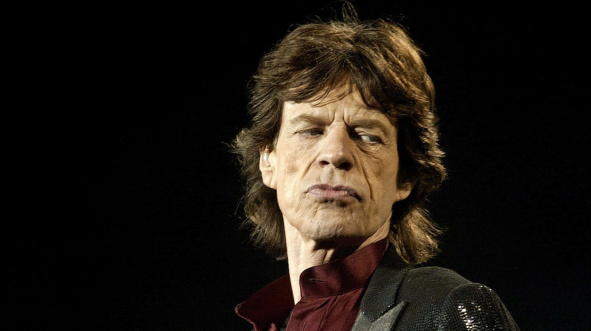 Mick Jagger, sequined jacket, maroon shirt, Full HD Desktop Wallpaper