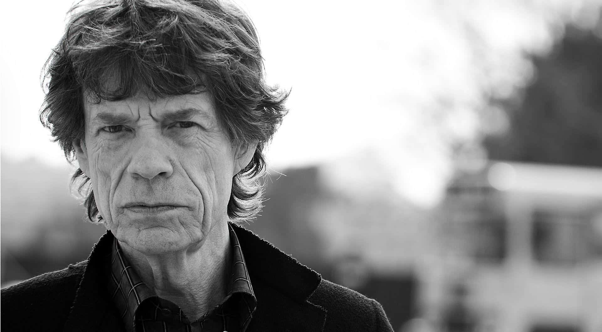 Mick Jagger, black and white portrait, tousled hair, Full HD Desktop Wallpaper