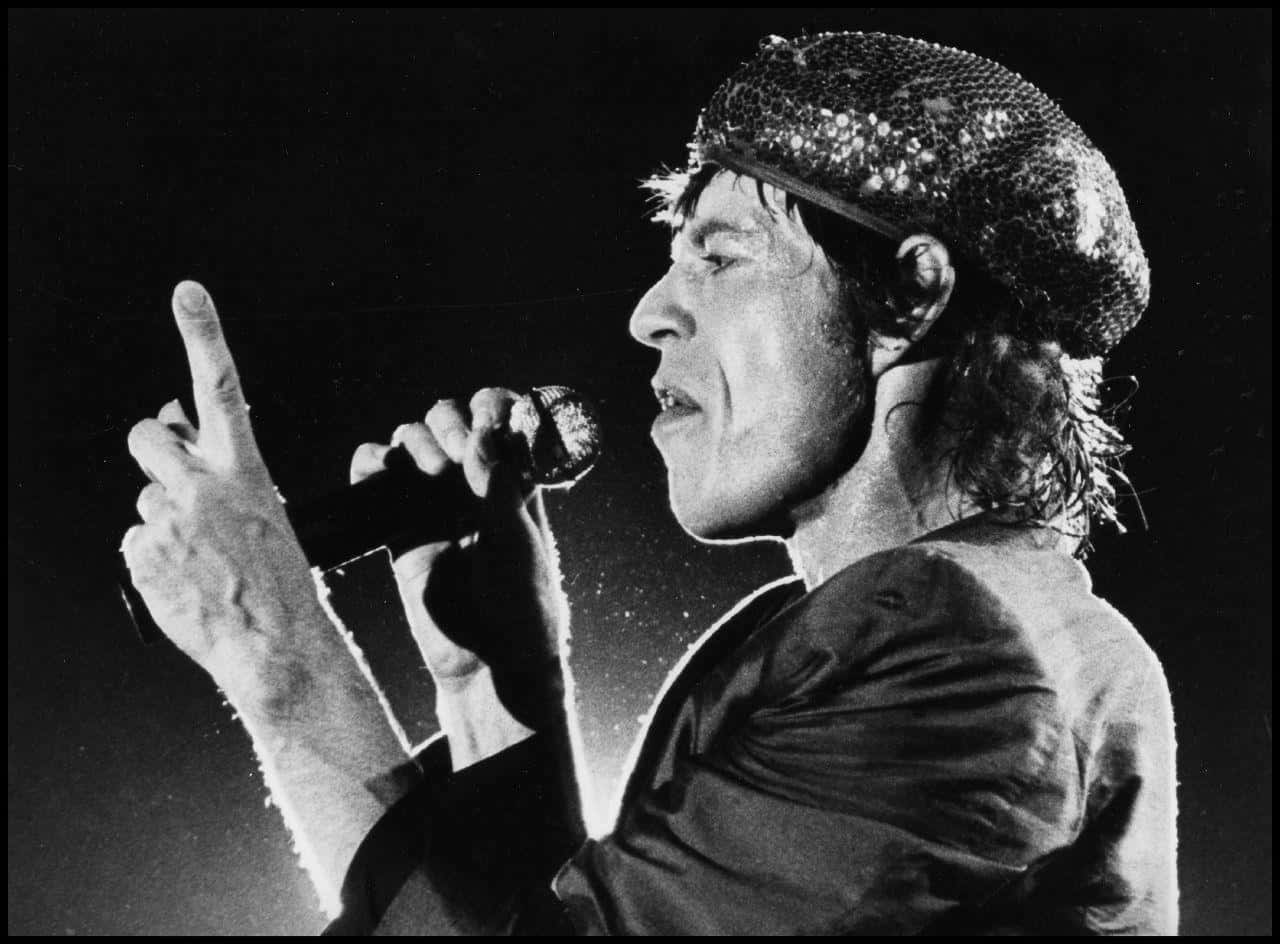 Mick Jagger, sequined hat, black and white photo, HD Desktop Wallpaper
