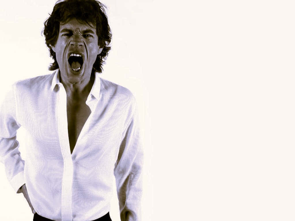 Mick Jagger, white shirt, dramatic lighting, SD Desktop Wallpaper