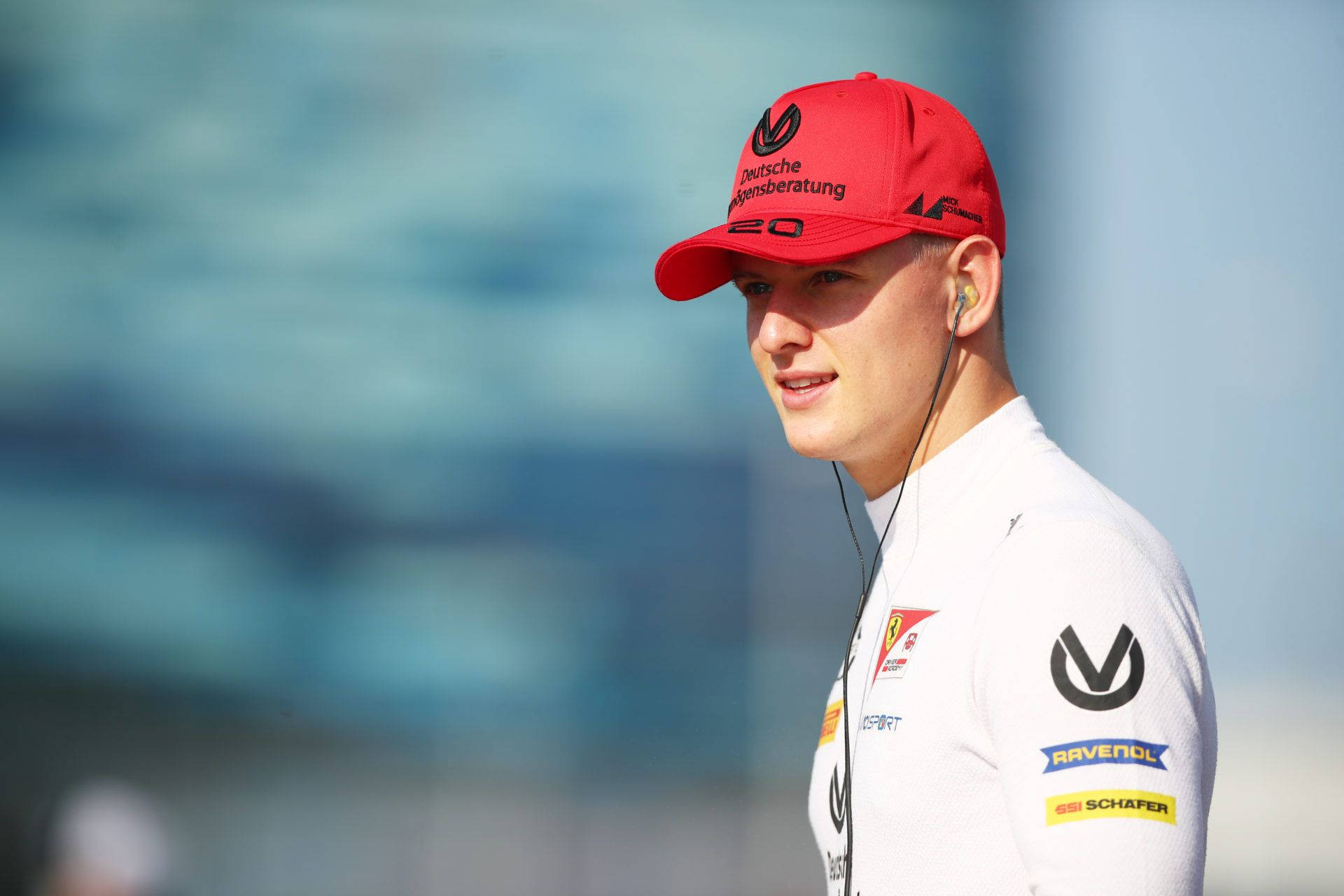 Mick Schumacher, red cap, white team jacket, Full HD Desktop Wallpaper
