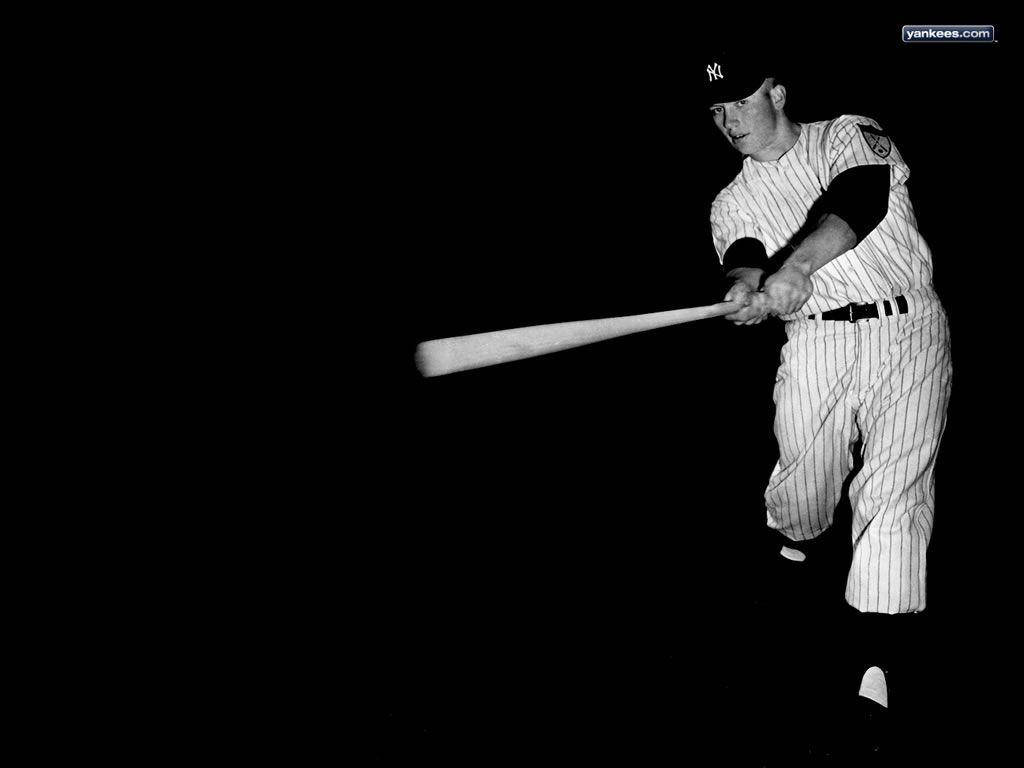 Mickey Mantle, pinstripe uniform, bat, SD Desktop Wallpaper